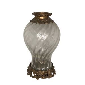 19th Century Baccarat Swirl Pattern Bronze Ormolu  Crystal Vase Candle Holder